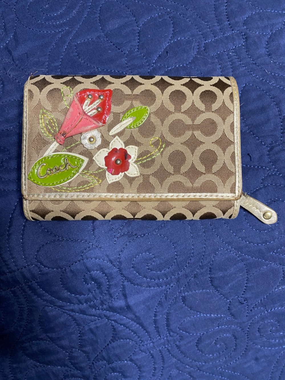 Vintage Coach Signature Floral Applique Wallet - Boho Y2K